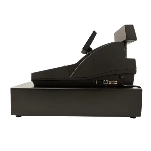 Sam4s NR-510 Registrierkasse mit Flachtastatur in Schwarz - Seitenansicht mit TSE-Lizenz