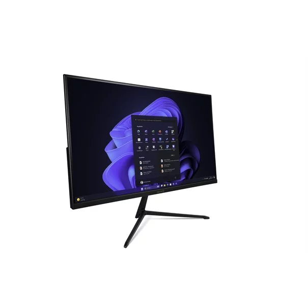 TERRA ALL-IN-ONE-PC 2401 GREENLINE in Schwarz - schräge Ansicht mit Windows Desktop auf 24 Zoll Display
