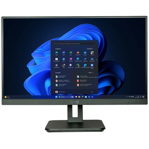 TERRA ALL-IN-ONE-PC 2710 HA GREENLINE in Schwarz - Frontansicht mit höhenverstellbarem Stand und Windows 11 Display