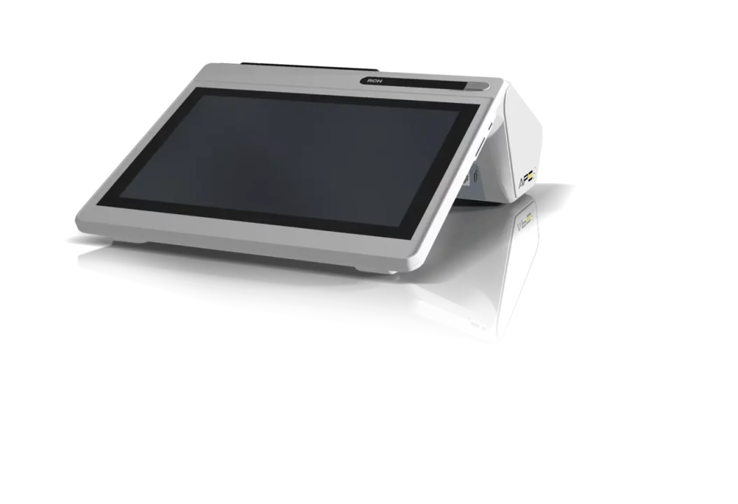 RCH APE 3 All-in-One Kasse in Weiß mit 10 Zoll HD Touchscreen - schräge Seitenansicht
