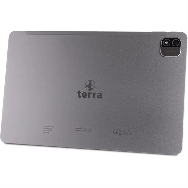 TERRA PAD 1201 12.6 Zoll Android Tablet in Grau - Rückansicht mit Terra Logo und Kamera