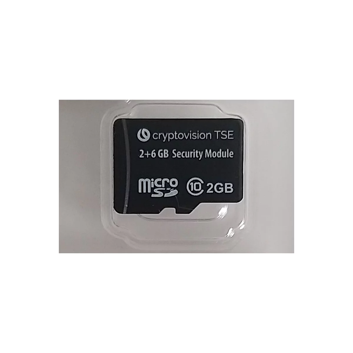 TSE microSD-Karte für primasello X-Serie in Schwarz - Cryptovision 2GB Sicherheitsmodul Draufsicht