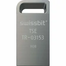 Swissbit TSE TR-03153 USB-Stick in Silber für Kassensysteme - Vorderansicht mit 8GB Speicher