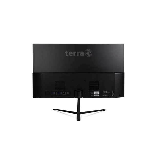 TERRA ALL-IN-ONE-PC 2401 GREENLINE in Schwarz - Rückansicht mit Stand und Anschlüssen