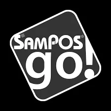 SamPOS Go Add-On Software Logo in Weiß auf schwarzem Hintergrund - Frontansicht