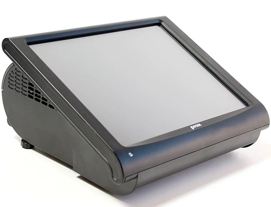 Protech PA-3522 Registrierkasse in Schwarz mit Touchscreen und integriertem Drucker - schräge Ansicht