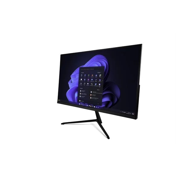 TERRA ALL-IN-ONE-PC 2401 GREENLINE in Schwarz - schräge Ansicht mit Windows Desktop auf dem Monitor