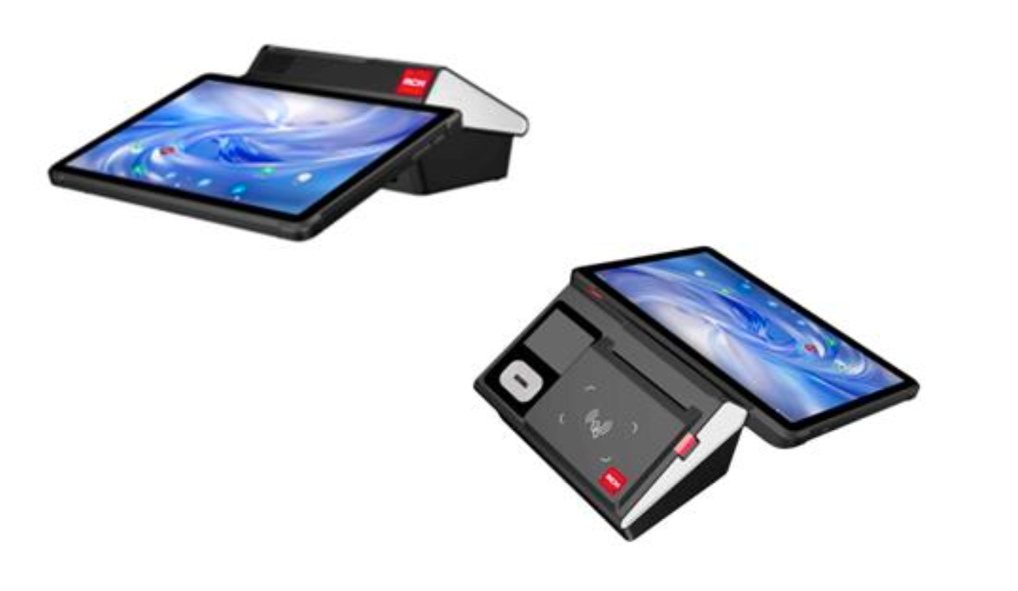 RCH Wall 11 POS-Terminal 11 Zoll in Schwarz - Produktansicht mit aufgeklapptem Display und Kassenbereich